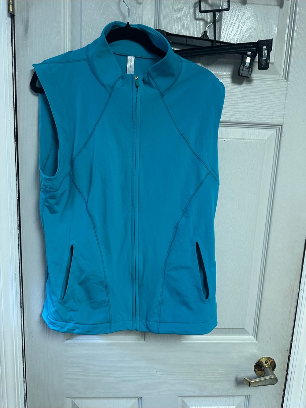Women's Zip-Front Sleeveless Vest in Aqua Blue